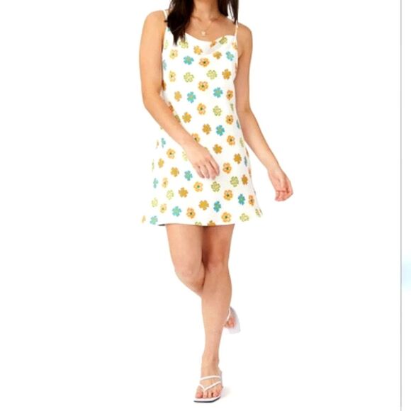 COTTON ON Slip Dress Size Small Floral Cowl Neck Mini Multicolor - Picture 1 of 12